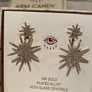 North Star Crystal Earrings by Eye Candy 14 KT Gold Plated